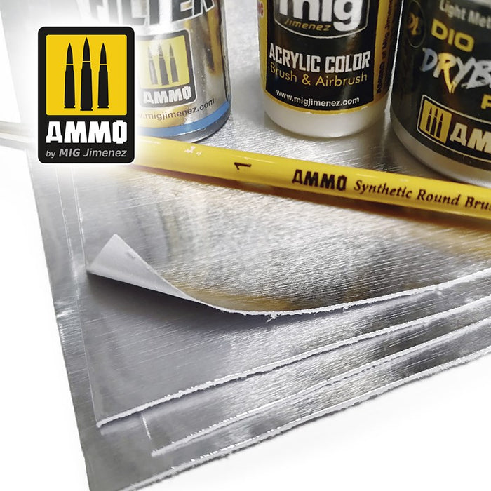 AMMO by Mig Jimenez A.MIG-8247 ADHESIVE ALUMINIUM SHEETS 280X195MM (5 PK)