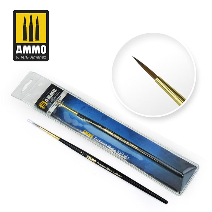 AMMO of Mig Jimenez A.MIG-8603 No.2 Premium Marta Kolinsky Round Brush