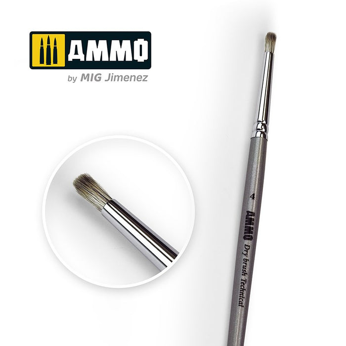 AMMO by Mig Jimenez A.MIG-8701 SIZE 4 AMMO DRYBRUSH TECHNICAL BRUSH