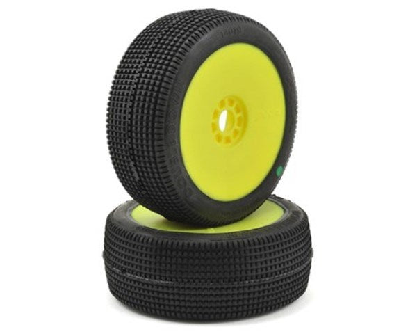 AKA AKA14019SRY 1/8 Buggy Double Down Soft Evo Wheel Pre-Mounted Yellow