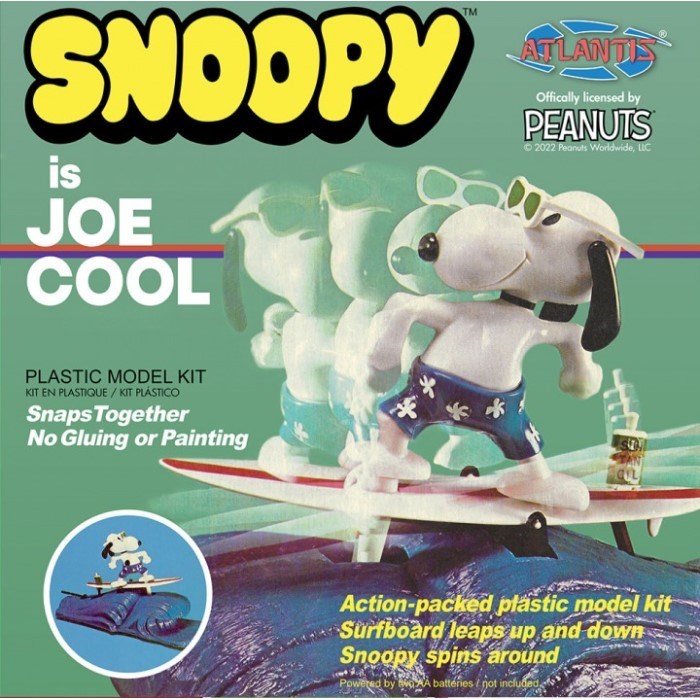 Atlantis Models M7502 Snoopy is Joe Cool (Motorised Surfer) - Snap Kit
