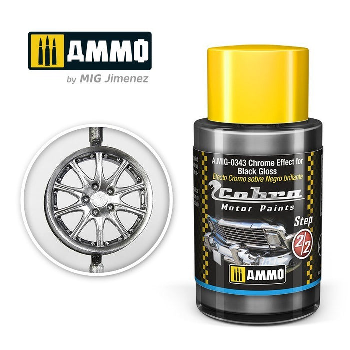 AMMO by Mig Jimenez A.MIG-0343 Cobra Motor Chrome Effect for Black Gloss Acrylic Paint