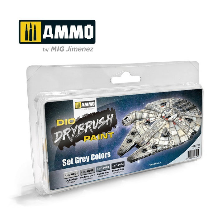 AMMO by Mig Jimenez A.MIG-7300 Drybrush Set Grey Colors