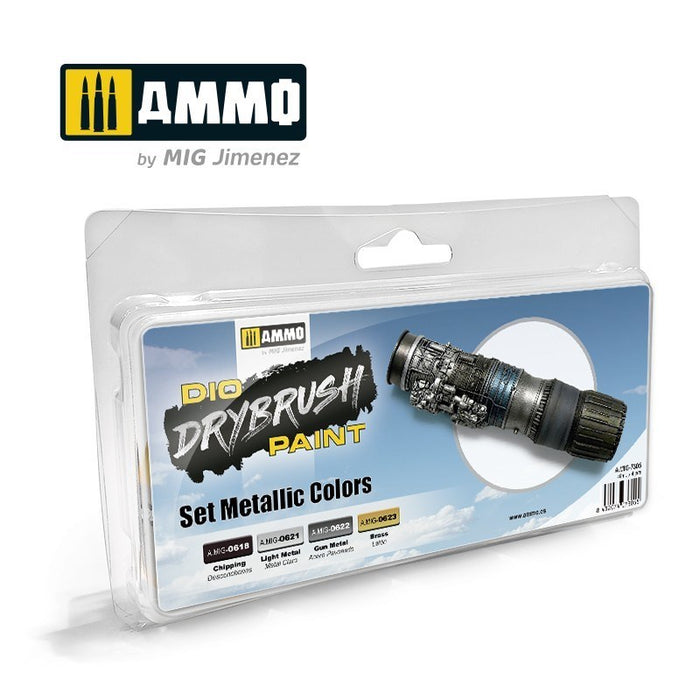 AMMO by Mig Jimenez A.MIG-7305 Drybrush Set Metallic Colors