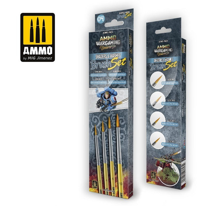 AMMO by Mig Jimenez A.MIG-7623 Wargamming Universe Shaders & Washes Brush Set