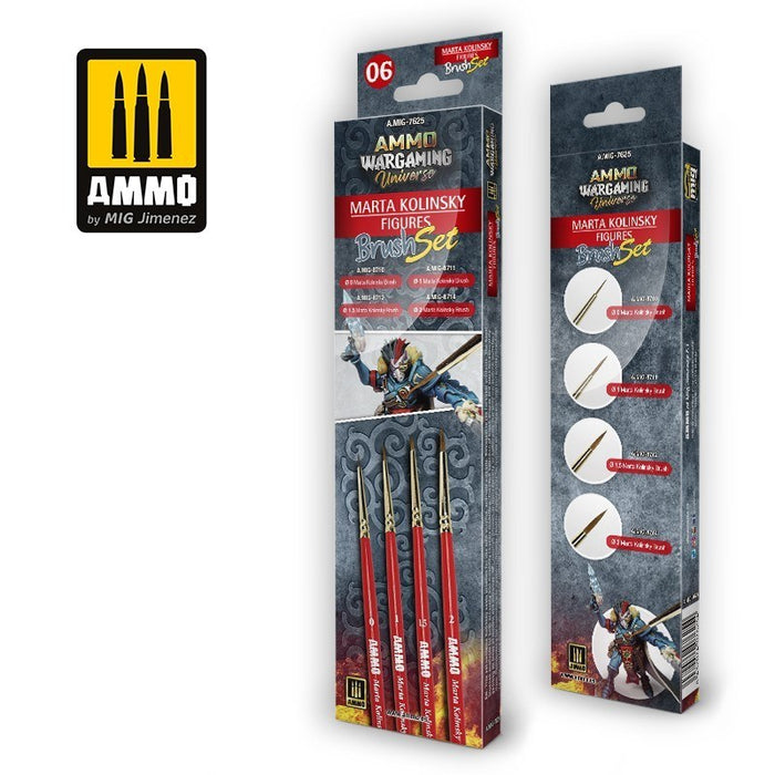 AMMO by Mig Jimenez A.MIG-7625 Wargamming Universe Marta Kolinsky Figures Brush Set