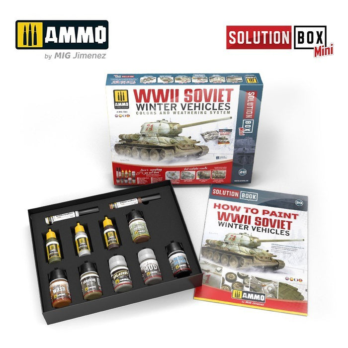 AMMO by Mig Jimenez A.MIG-7903 Solution Box  MINI 20 How to paint WWII Soviet Winter Vehicles