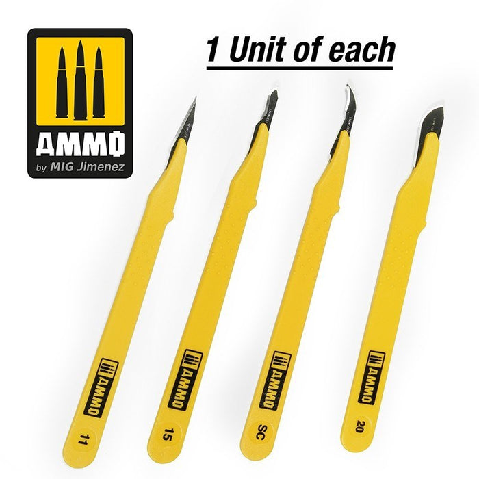 AMMO by Mig Jimenez A.MIG-8696 Standard Blade Set 4 pcs (Straight + Curved + Ripper + Curved Large)