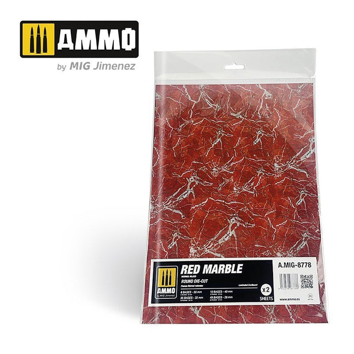 AMMO by Mig Jimenez A.MIG-8778 Red Marble. Round Die-cut for Bases for Wargames 2 pcs