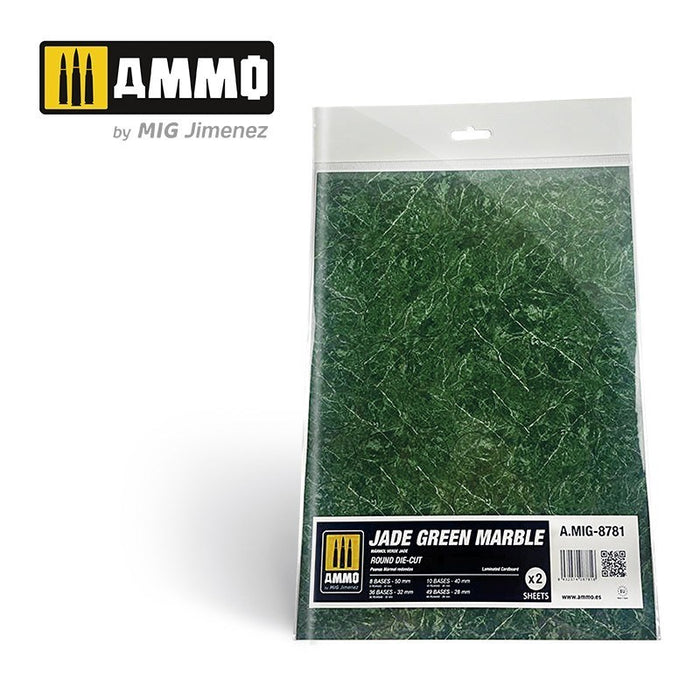 AMMO by Mig Jimenez A.MIG-8781 Jade Green Marble. Round Die-cut for Bases for Wargames 2 pcs