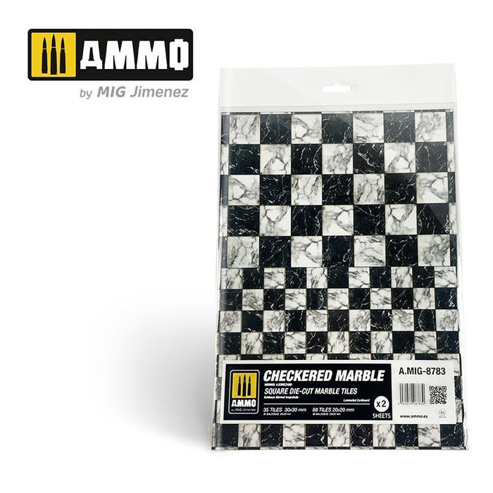AMMO by Mig Jimenez A.MIG-8783 Checkered Marble. Square Die-cut Marble Tiles 2 pcs