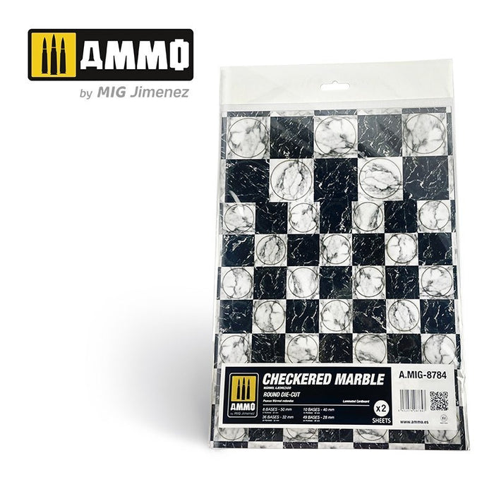 AMMO by Mig Jimenez A.MIG-8784 Checkered Marble. Round Die-cut for Bases for Wargames 2 pcs