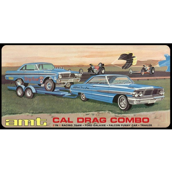AMT 1223 1/25 Cal Drag Combo 3-in-1 Racing Team - '64 Galaxie '65 Falcon and Trailer