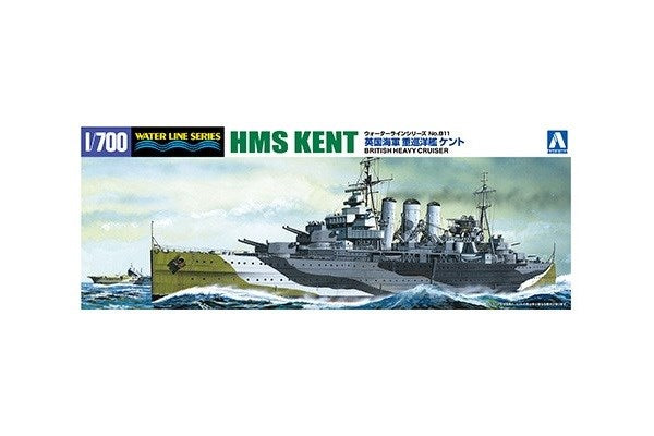 Aoshima 5673 1/700 Water Line Series: HMS Kent - British Heavy Cruiser