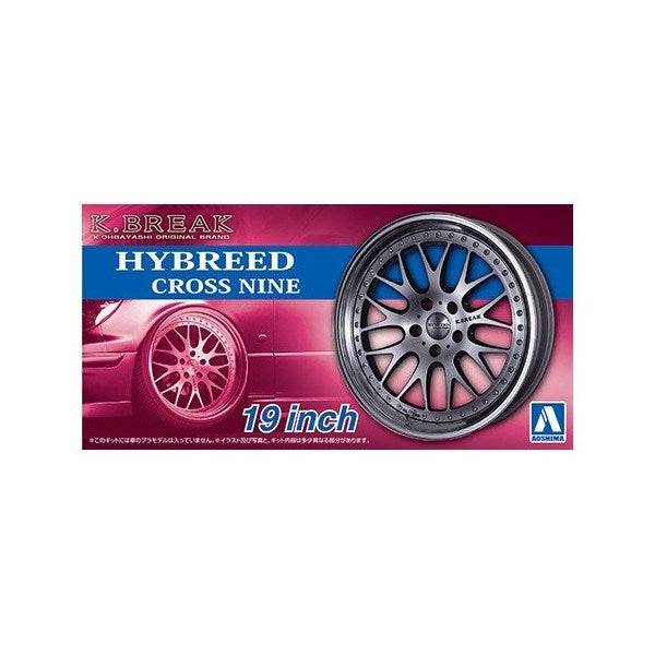 Aoshima 06114 1/24 K-Break Hybreed Cross Nine 19-Inch - Wheels and Tires (2 Pairs)