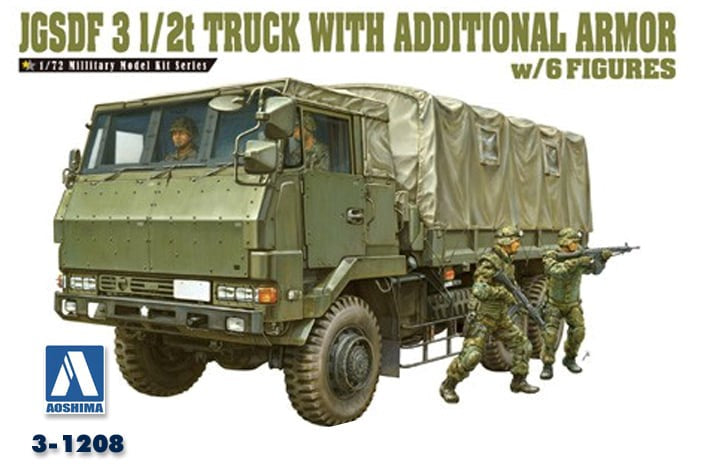 Aoshima 1208 1/72 JGSDF 1/2t TRUCK WITH ARMOUR & 4 FIGS
