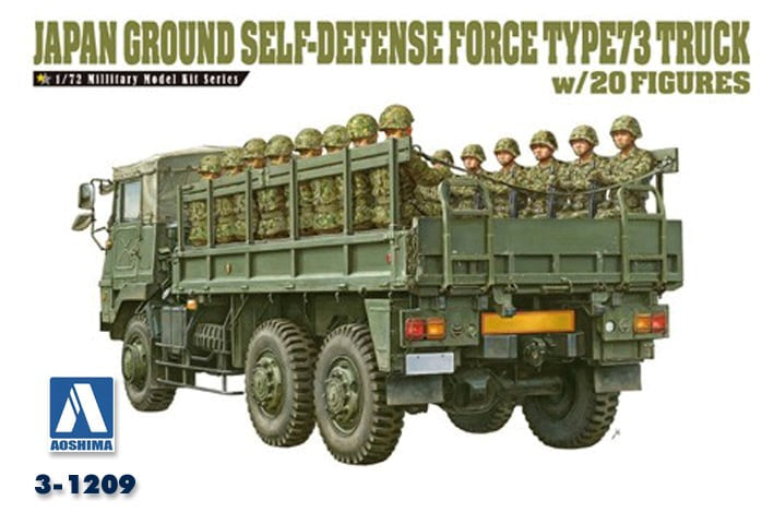 Aoshima 1209 1/72 JGSDF TYPE73 TRUCK W/20 INFTRY FIGS