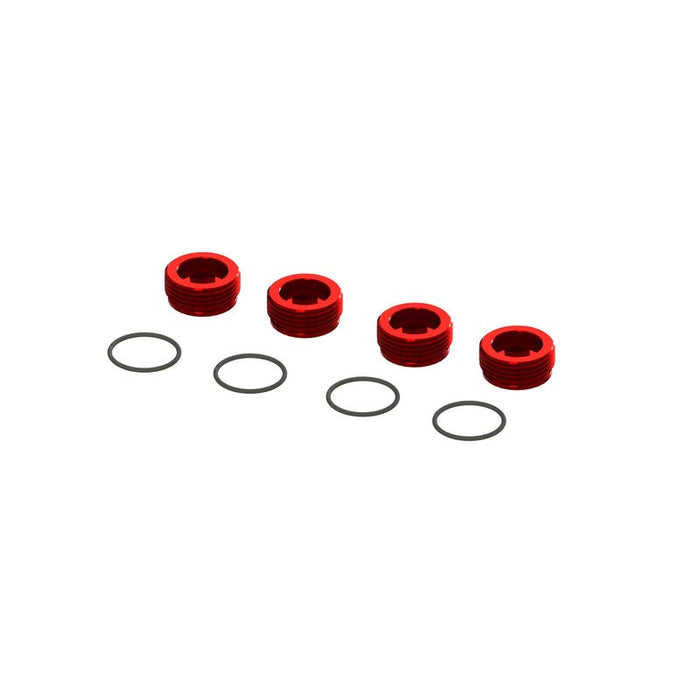 Arrma 320467 Aluminum Front Hub Nut Red (4) inc O-Rings