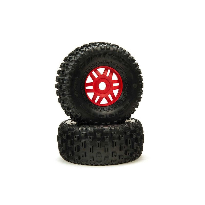 Arrma 550065 DBOOTS 'Fortress' Tire Set Glued (Red) (2pcs)