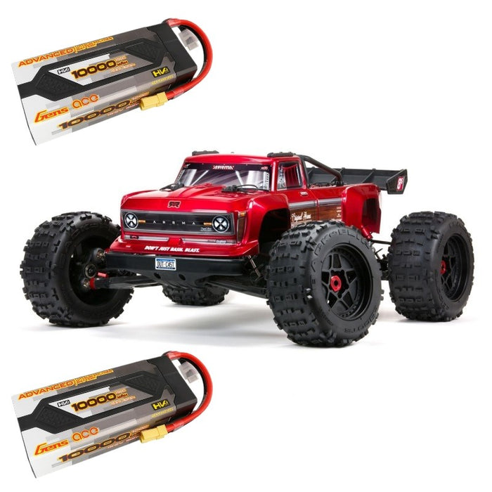 Arrma ARA5810B 1/5 OUTCAST 8S BLX 4WD Brushless Stunt Truck RTR plus 2x Gens ace Advanced 10000mAh 15.2V 100C 4S2P HardCase Lipo Battery COMBO