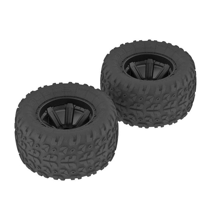 Arrma C9611 AR550014 Copperhead MT Tire/Wheel Glued Black (2)