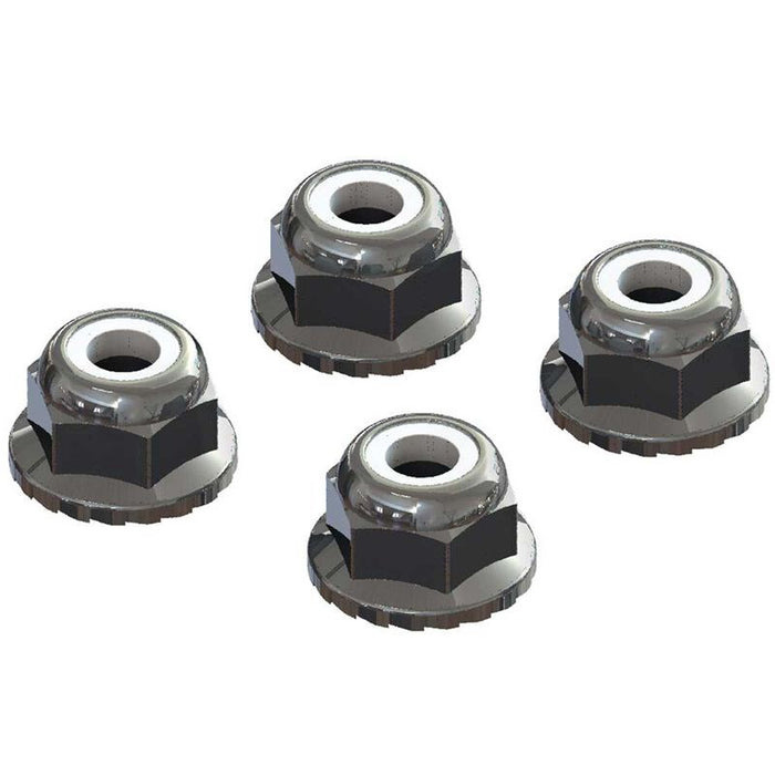 Arrma C9699 AR708008 Flanged Nyloc Locknut 4mm Silver (4)