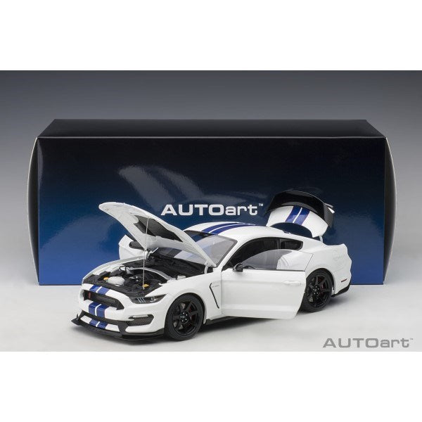 AUTOart 72931 1/18 Ford Mustang Shelby GT-350R (Oxford White/Lightning Blue Stripes)
