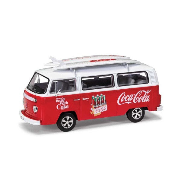 Corgi CC02746 1/43 Volkswagen Campervan Type 2 (T2) Bay Window w/Surfboard - Coca Cola