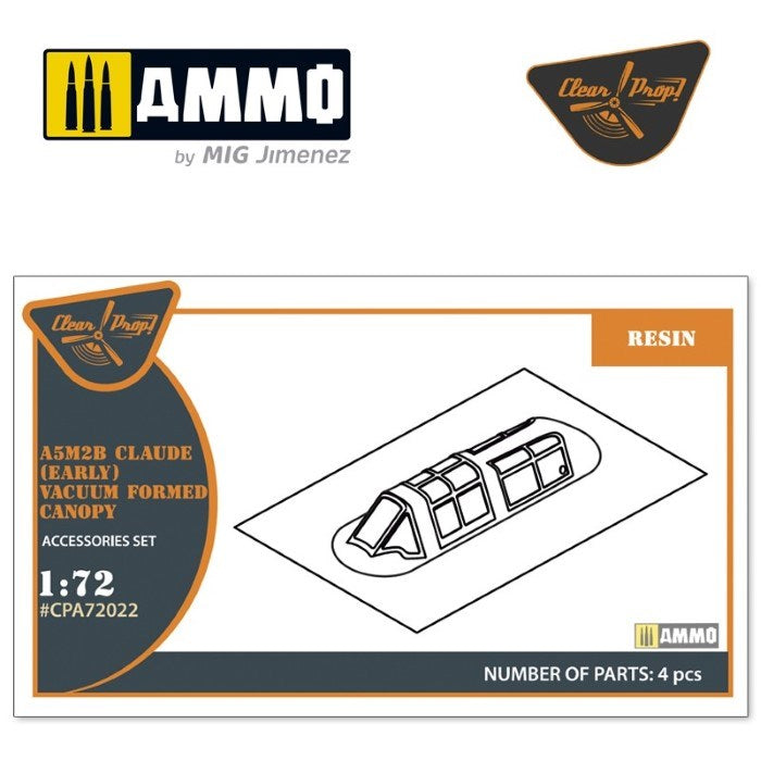 xClear Prop CPA72022 1/72 A5M Claude (early version) vacuum formed canopy