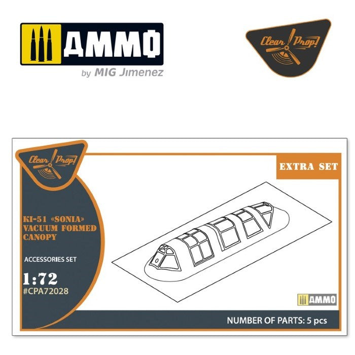 xClear Prop CPA72028 1/72 Ki-51 Sonia (all versions) vacuum formed canopy