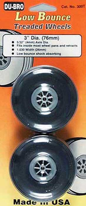 Dubro 300T 3" (76.2mm) Treaded Wheels - 1 Pair
