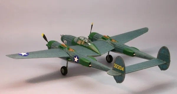 Dumas #324 Plane Kit: 30" Lockheed P-38F/M Lightning - Rubber Powered Flying Model