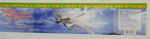 Dumas #1815 42" de Havilland DH.89 Dragon Rapide - Balsa Flying Kit