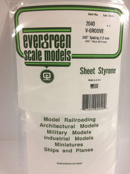 Evergreen 2040 White Styrene V-Groove Siding - 0.02 x 6 x 12" (0.5 x 152 x 305mm)
