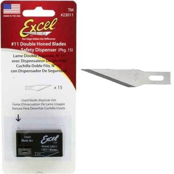 Excel 23011 #11 Double Honed Blades (15 Pack w/Dispenser)