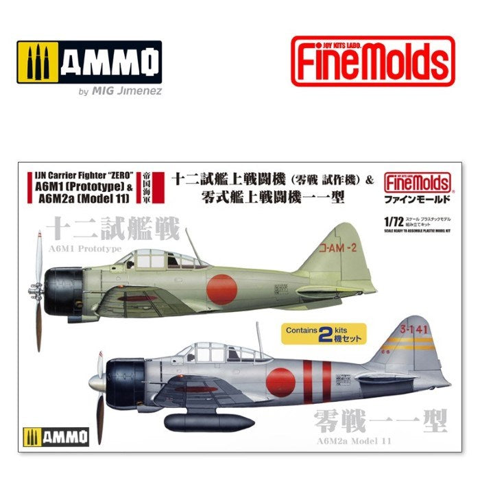 xFine Molds FMFP34 1/72 IJN Carrier Fighter ZERO A6M1 (Prototype) & A6M2a (Model 11) 2 in 1