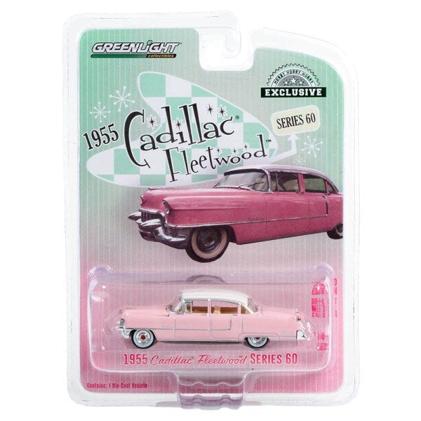 GreenLight 30396 1/64 1955 Cadillac Fleetwood Series 60 (Pink w/White Roof)