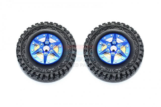 GPM Racing AW1906H 1.9" Aluminum 6 Poles Wheels with Brass Pendulum Weight & Crawler Tire - 2 Piece Set