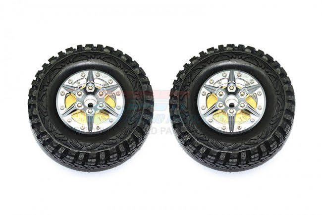 GPM Racing AW1906H 1.9" Aluminum 6 Poles Wheels with Brass Pendulum Weight & Crawler Tire - 2 Piece Set