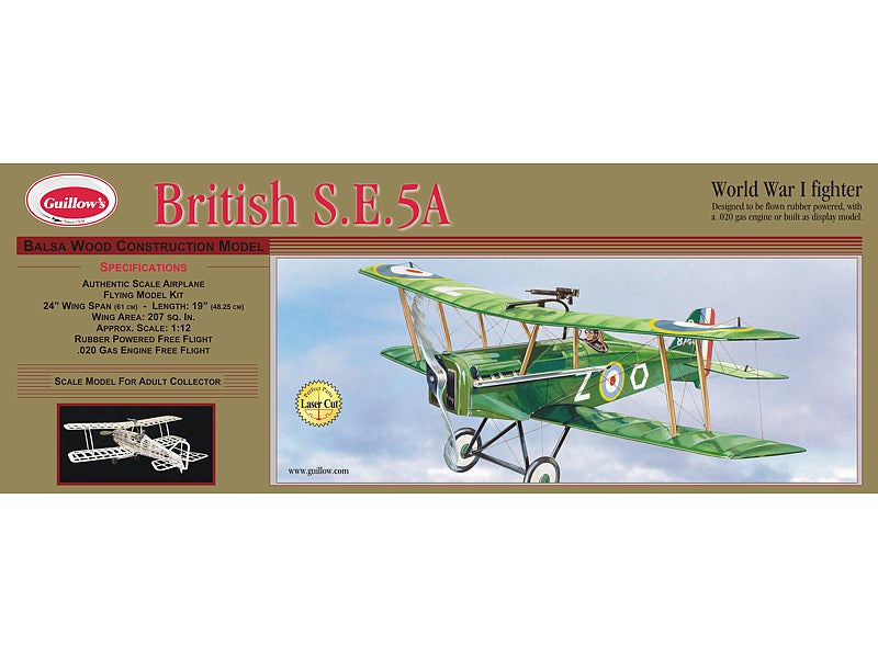 Guillows #202 1/12 British S.E.5a - Balsa Flying Kit