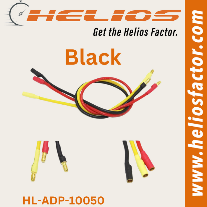 Helios - Adapter Lead / Charge Cable - 3.5mm Bullet(Male) To 3.5mm Bullet(Female) Black - 300mm(Length)