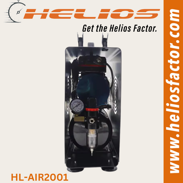 Helios - Airbrush Compressor Twin Cylinder with Tank and Cover