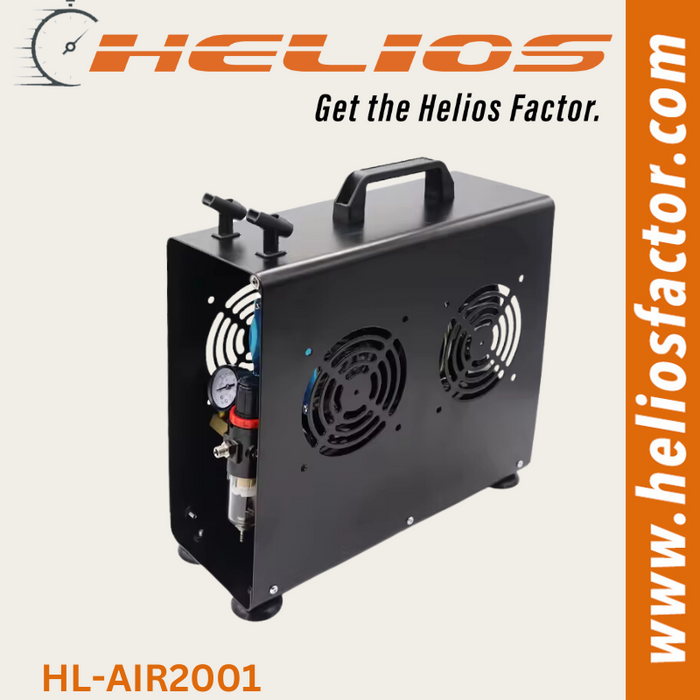 Helios - Airbrush Compressor Twin Cylinder with Tank and Cover