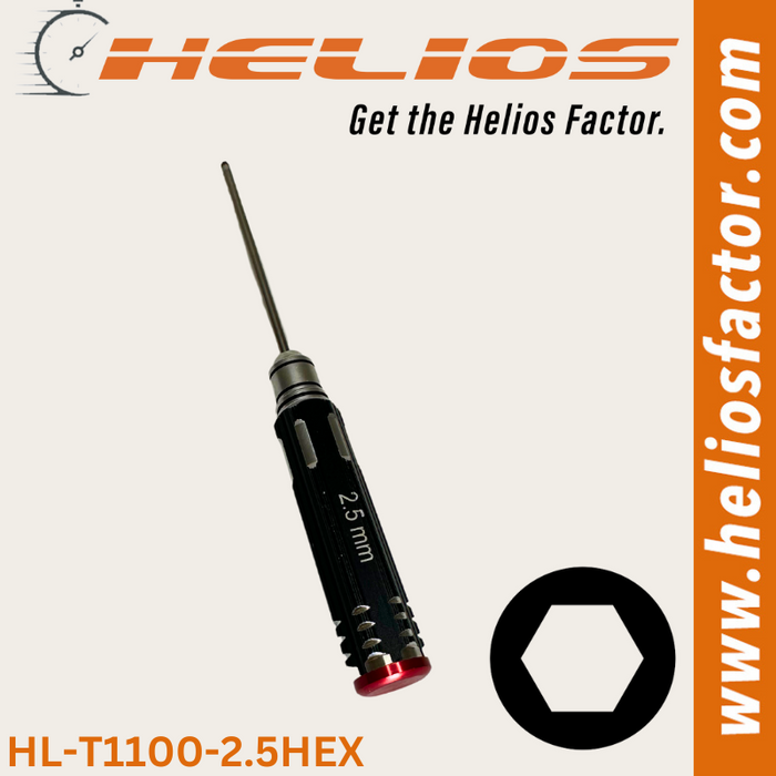 Helios Redline Series - RC Tools 2.5mm Hardened Steel Hex RC Wrench / Driver - Screw Driver