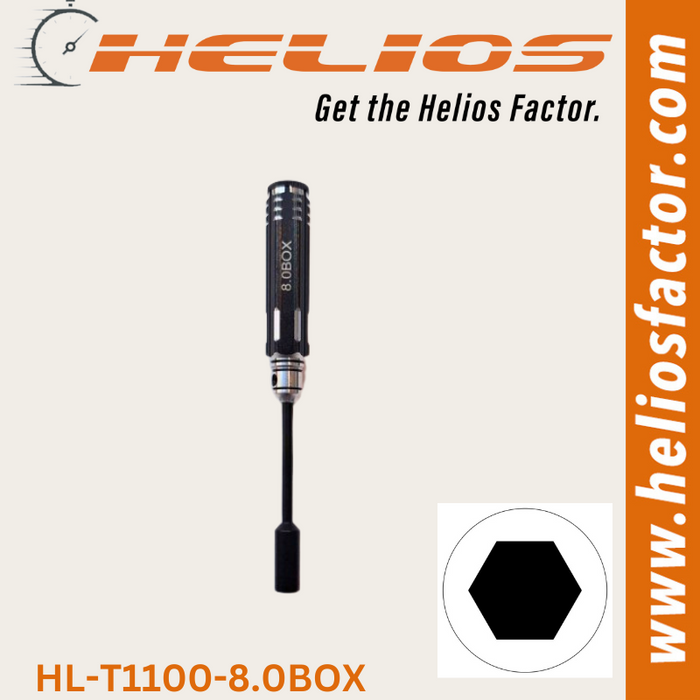 Helios Redline Series - RC Tools 8.0mm Hardened Steel Box RC Wrench / Driver - Screw Driver