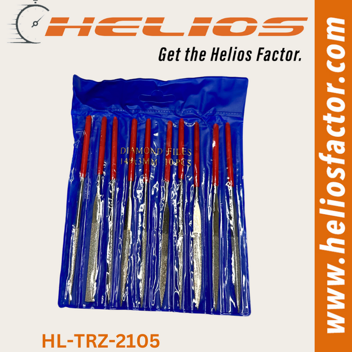 Helios - 10x Diamond Needle File Set (Full Set 140mm 160mm 180mm)