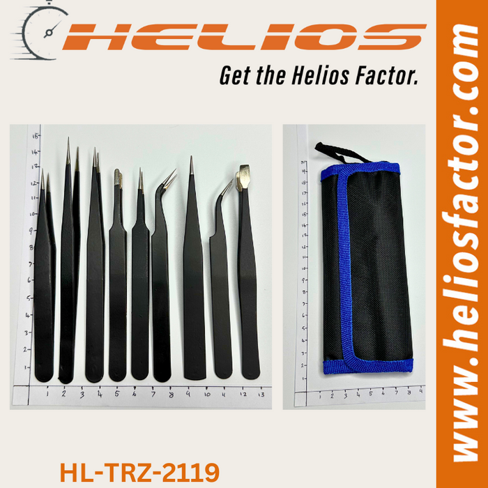 Helios -  Anti-static ESD Stainless Steel Tweezers Set