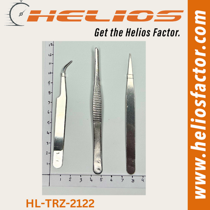 Helios - 3 Piece Basic Stainless Steel Tweezers Set