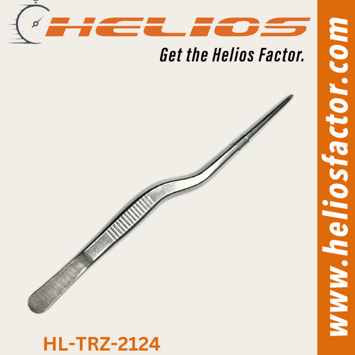 Helios - 160mm Angled Clamp Tweezers - High Grade Stainless Steel