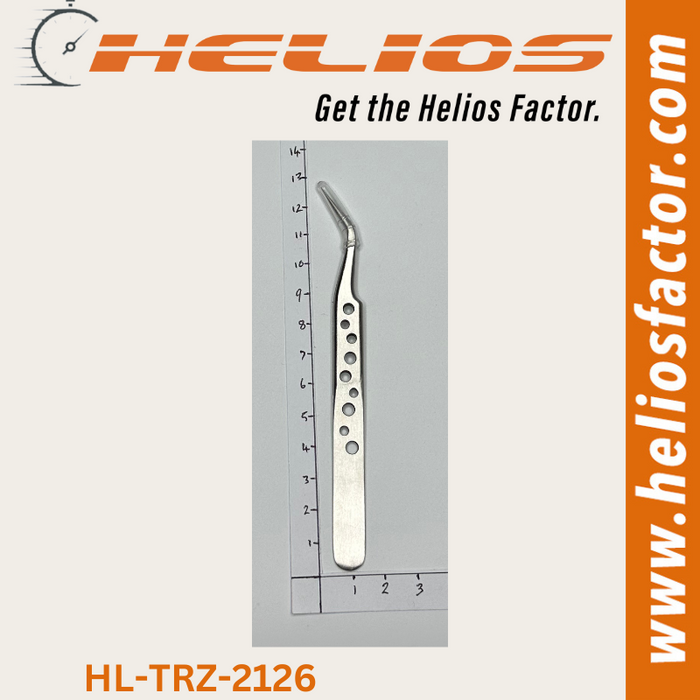 Helios - Hole Grip Stainless Steel Curved Tip Tweezers - Stainless Steel